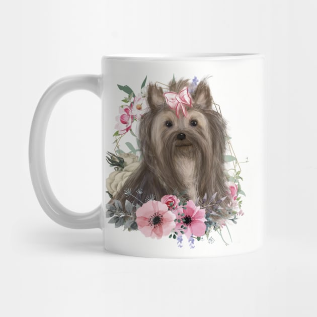 Yorkshire Terrier, Cute Yorkie Flower Design Yorkie by tamdevo1